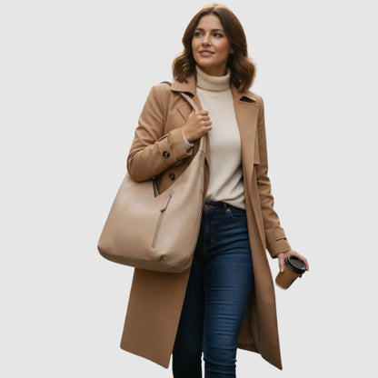 Leder-Schultertasche mit Fronttasche & Innenfächern "Annette" - Stilvoll und Geräumig