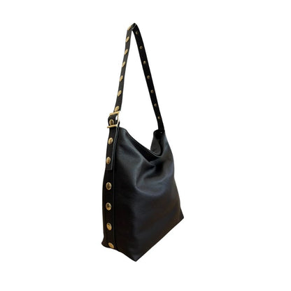 "Charlotte" - Stilvolle Leder-Shopper mit goldfarbenen Details - mittelgroß, geräumig