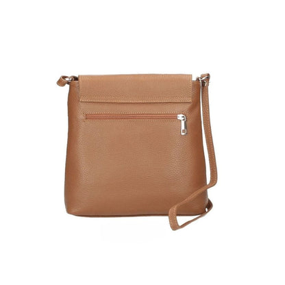 Leder Crossbody-Bag mit Klappe und dekorativem Silberstreifen - Alltagstauglich