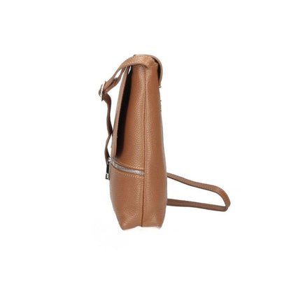 Leder Crossbody-Bag mit Klappe und dekorativem Silberstreifen - Alltagstauglich