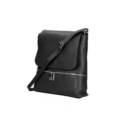 Leder Crossbody-Bag mit Klappe und dekorativem Silberstreifen - Alltagstauglich