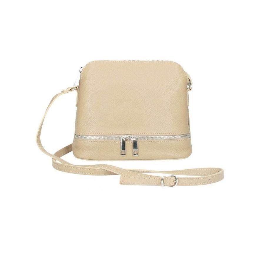 Leder Crossbody-Bag mit dekorativem Silberstreifen - Minimalistisch & Alltagstauglich