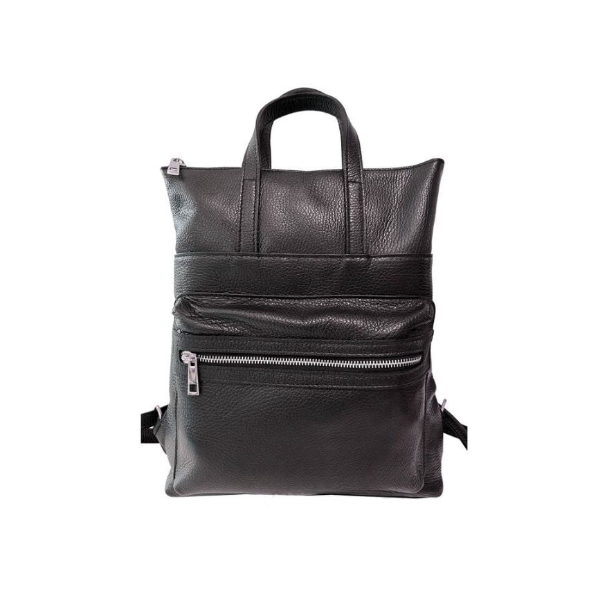 Leder Rucksack mit Fronttasche und Henkeln - Geräumig & Praktisch