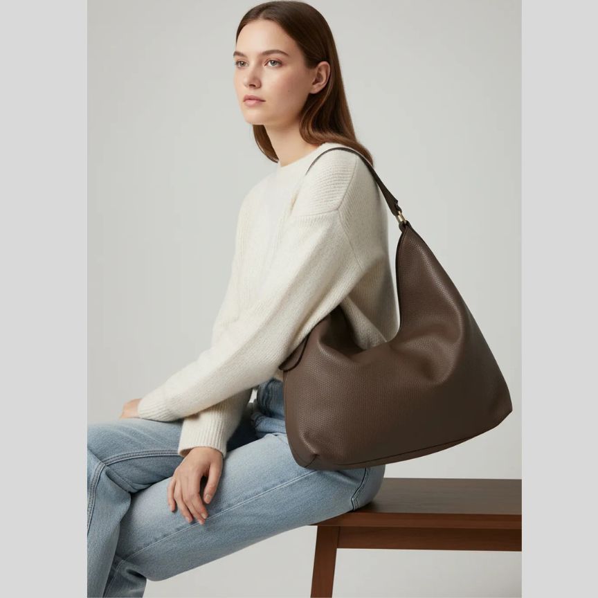 Elegante Leder Schultertasche mit Henkel - Bestseller, schlichtes, modernes Design