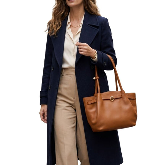 "Melania" - Damen Leder Henkeltasche - Elegante Handtasche mit langen Henkeln