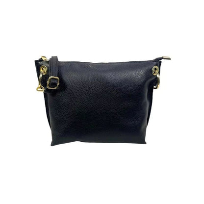 blaue Leder Partytasche Damen Minimalistische Clutch mit goldfarbenen Details