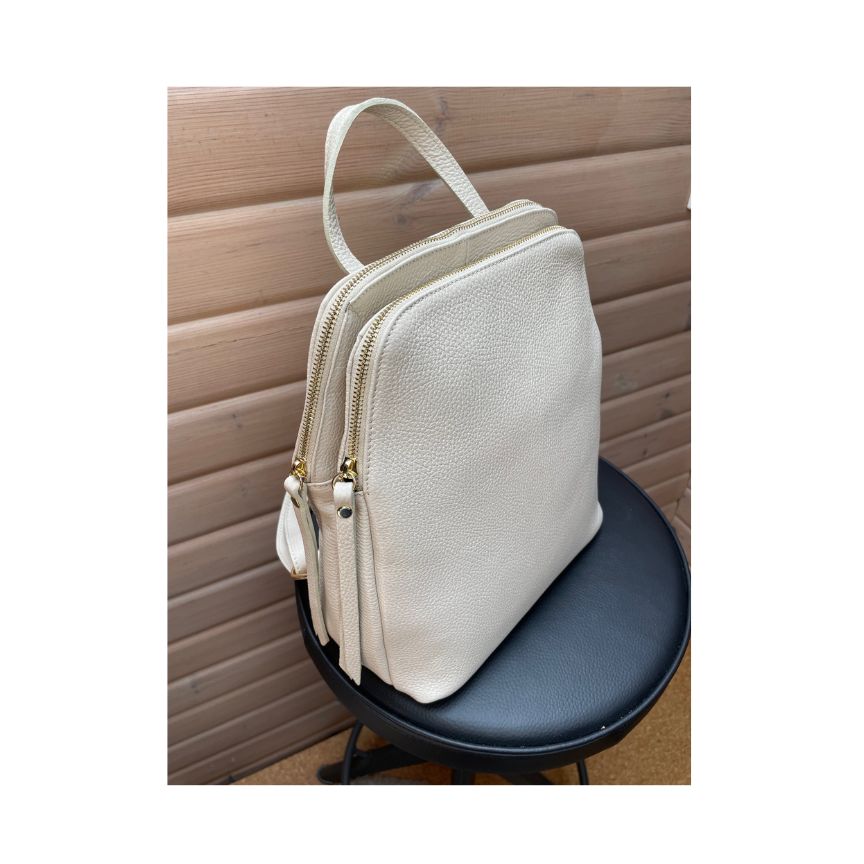 Leder Rucksack Damen Beige - Italienisches Design