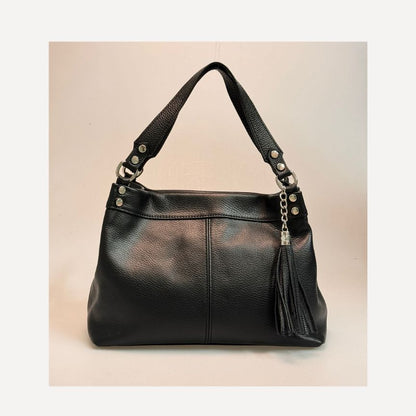 Lederhandtasche mit praktischem Innenfach und kurzen Henkeln - mittelgroß & stilvoll