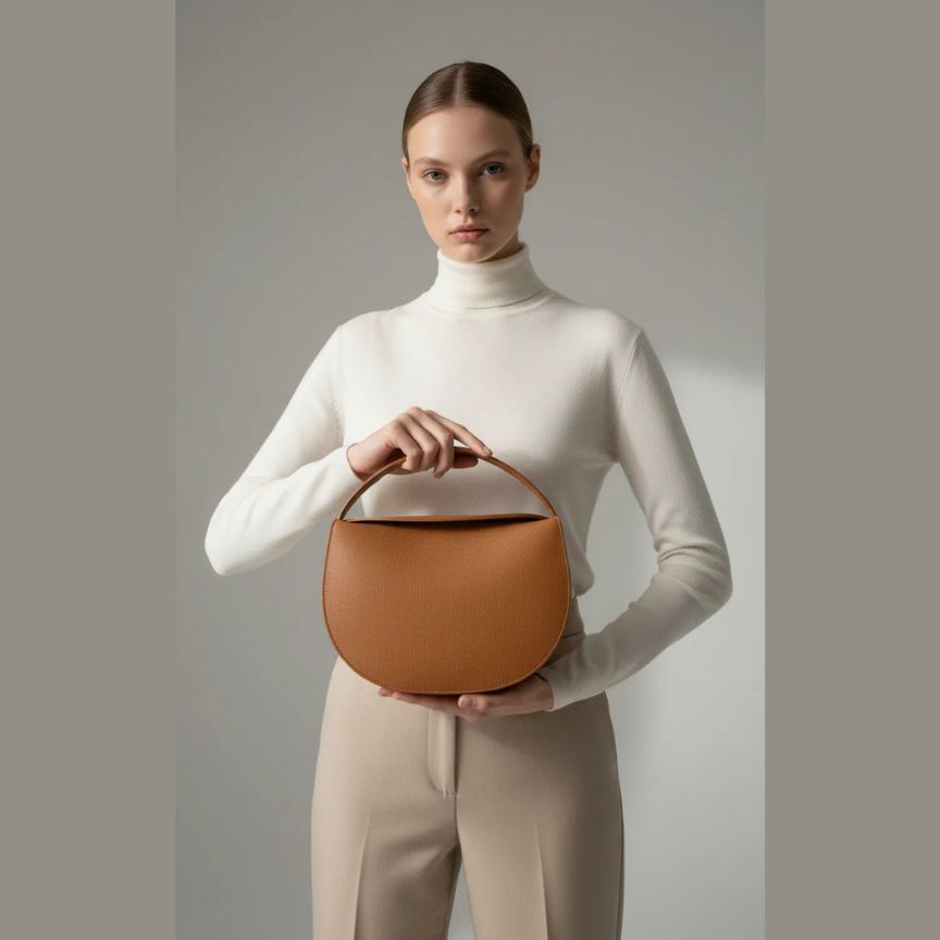 Lederhandtasche mit kurzem Henkel - Edles, schlichtes, modernes Design & Fashion-Forward