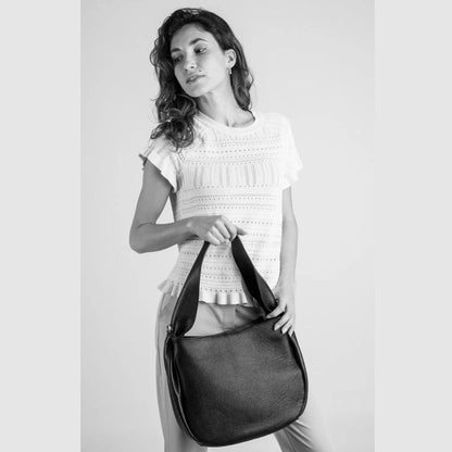 Lederhandtasche mit kurzem, breiten Henkel - Neues, modernes Design