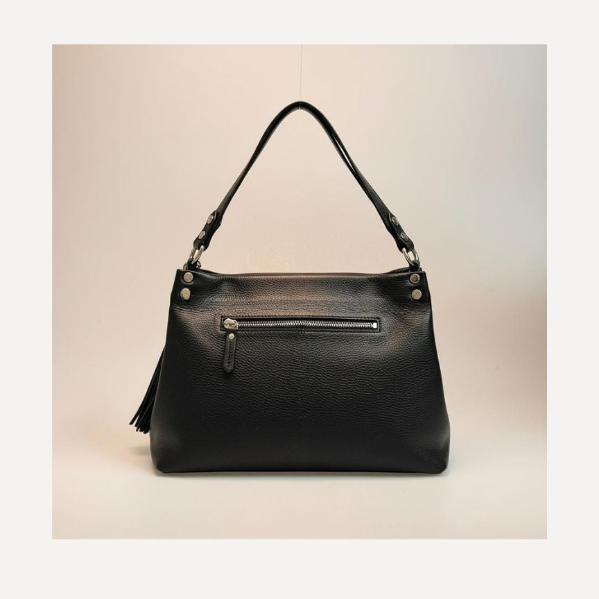 Lederhandtasche mit praktischem Innenfach und kurzen Henkeln - mittelgroß & stilvoll