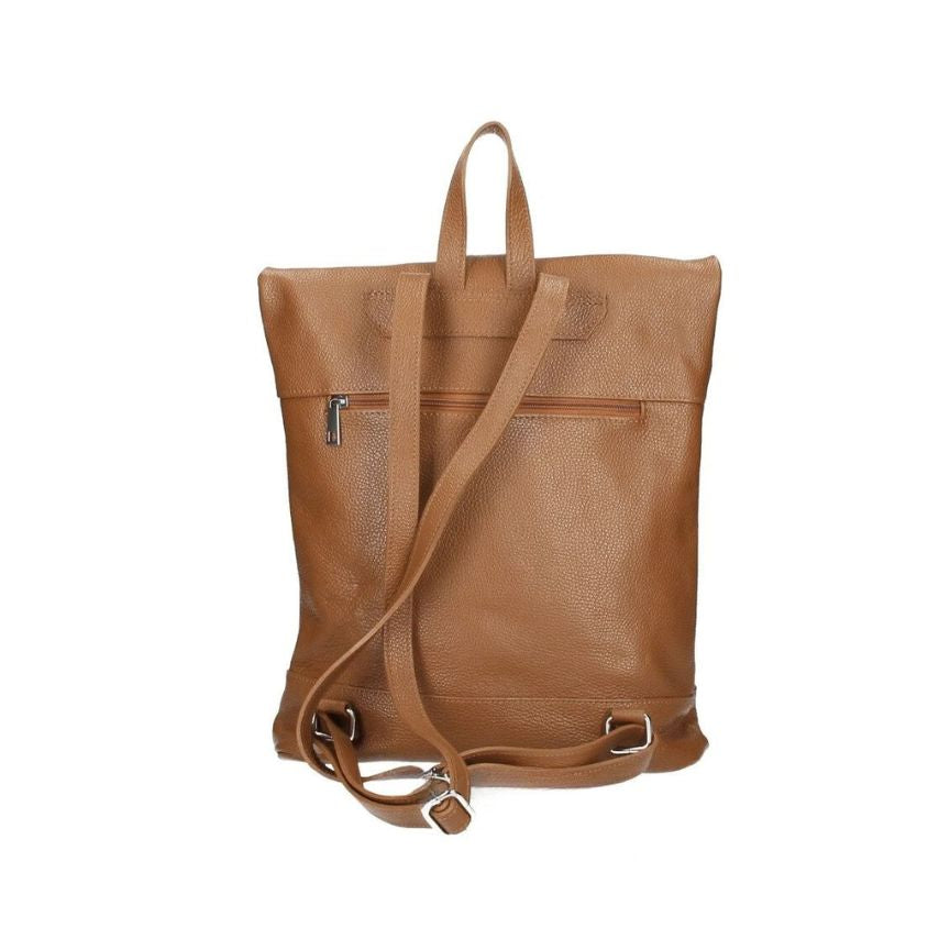 Damen Lederrucksack - Mittelgroß & Erweiterbar mit Fronttasche, Rückseitentasche & Henkel