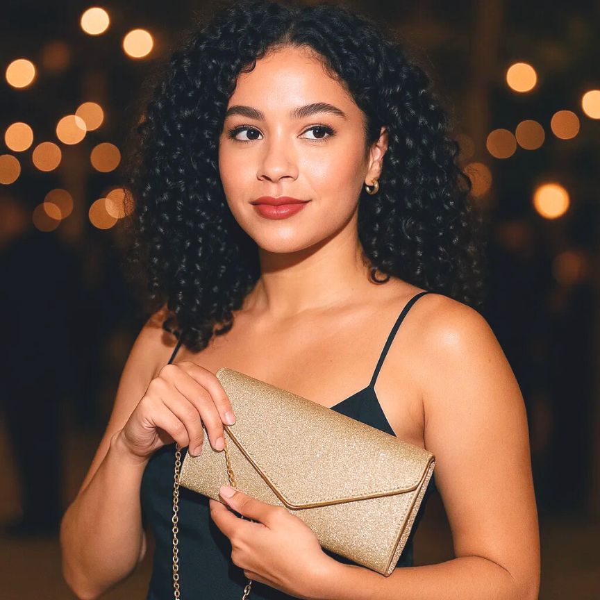 Glamouröse Glitzer Partytasche Gold