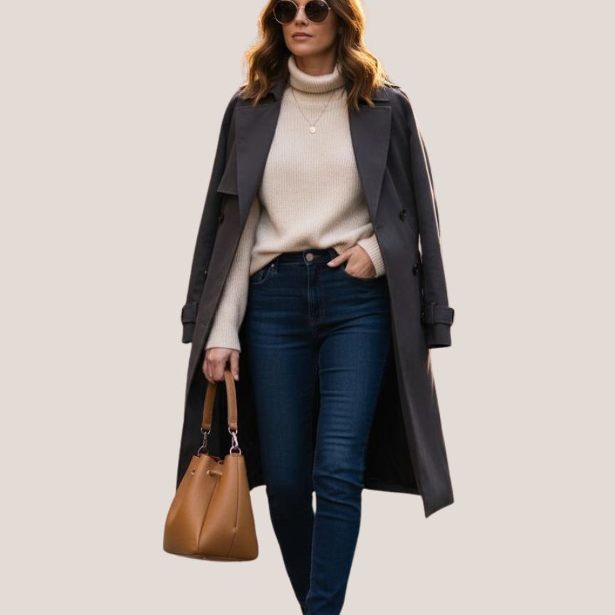 "Eva" - Minimalistische Beuteltasche aus Leder mit Kordelzug