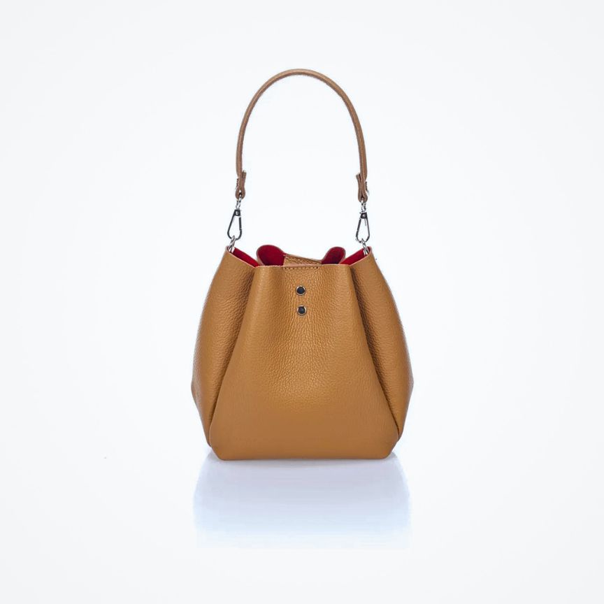 "Eva" - Minimalistische Beuteltasche aus Leder mit Kordelzug