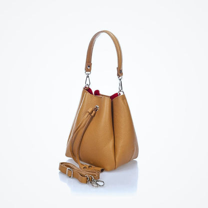 "Eva" - Minimalistische Beuteltasche aus Leder mit Kordelzug