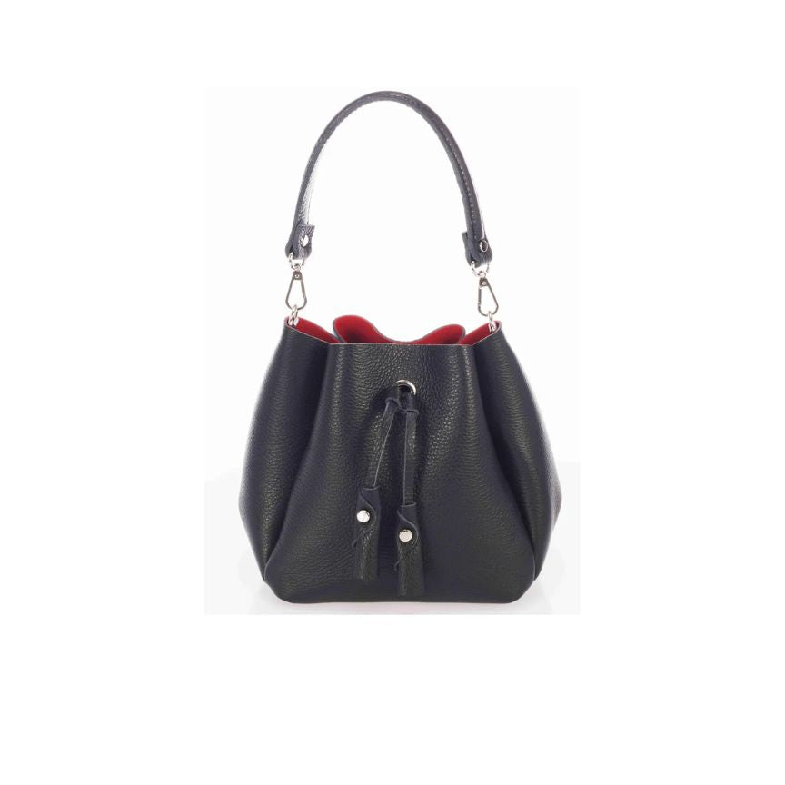 "Eva" - Minimalistische Beuteltasche aus Leder mit Kordelzug