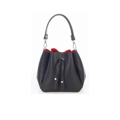 "Eva" - Minimalistische Beuteltasche aus Leder mit Kordelzug