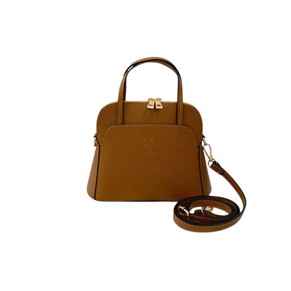 "Iman" - Minimalistische Damenhandtasche aus Leder mit Henkeln und 2 Fächern