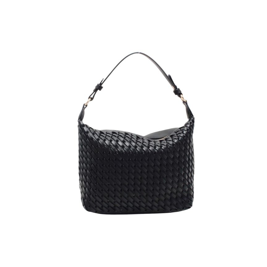 Mittelgroße Damenhandtasche im gewebten Design - modern, edel und vielseitig