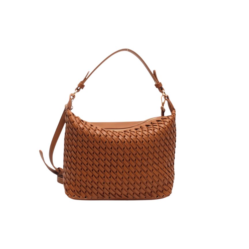 Mittelgroße Damenhandtasche im gewebten Design - modern, edel und vielseitig