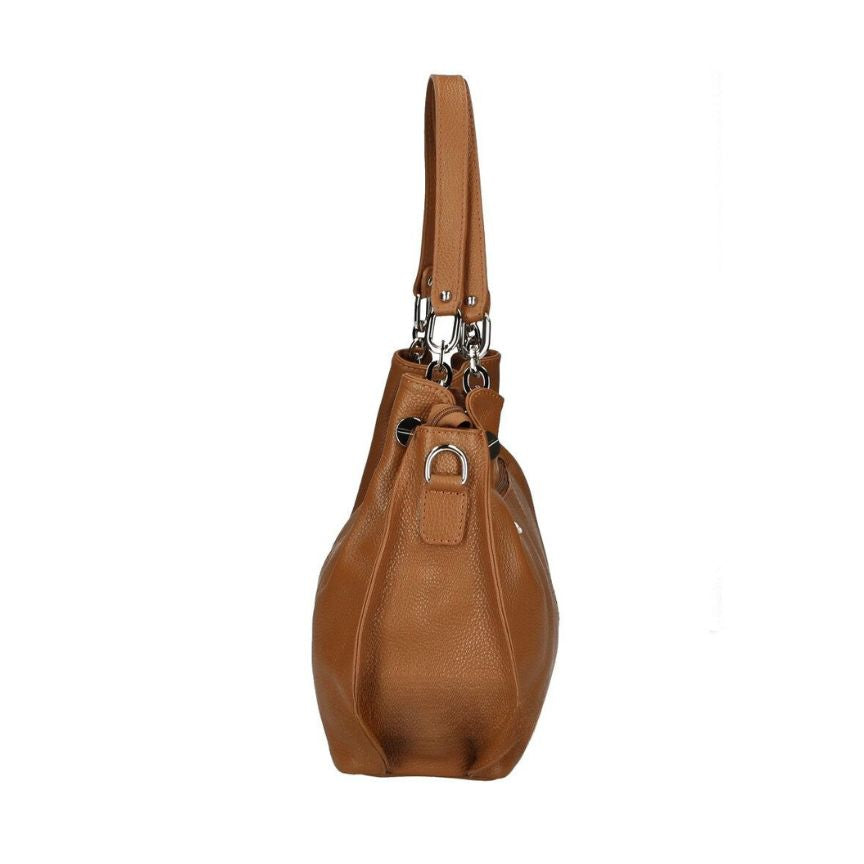 Mittelgroße Echtleder Henkeltasche aus Italien - elegant & funktionale Schultertasche