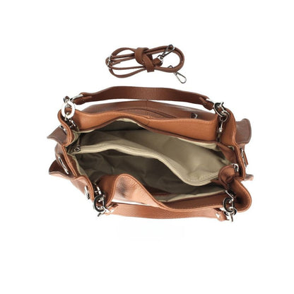 Mittelgroße Echtleder Henkeltasche aus Italien - elegant & funktionale Schultertasche