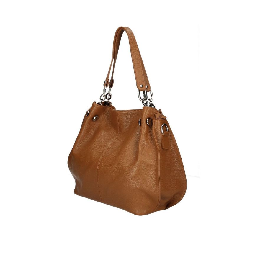 Mittelgroße Echtleder Henkeltasche aus Italien - elegant & funktionale Schultertasche