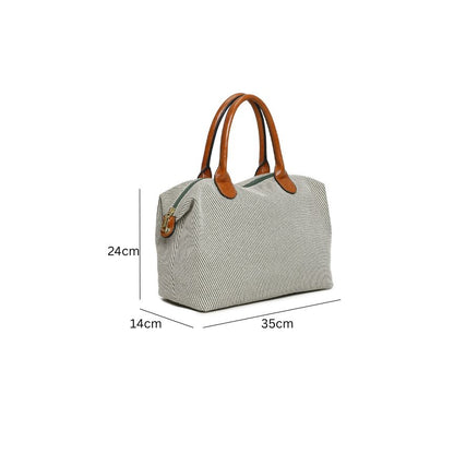 Mittelgroße Umhängetasche - Duffelbag aus Canvas mit Lederbesatz