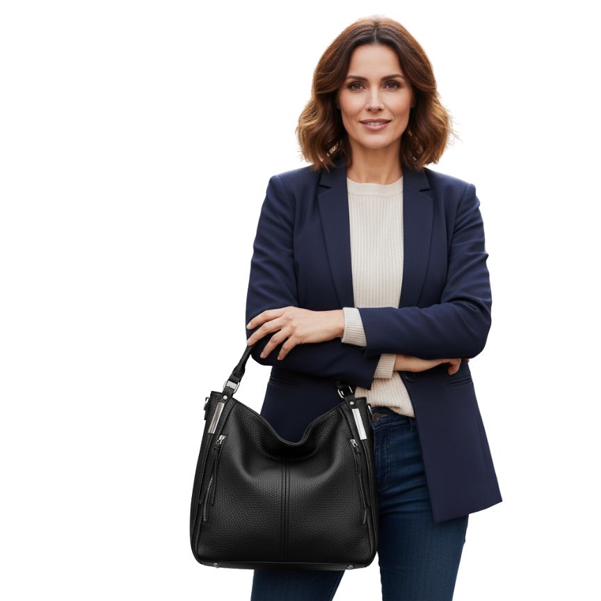 Große Damen Einkaufstasche mit Griffen und Schultergurt