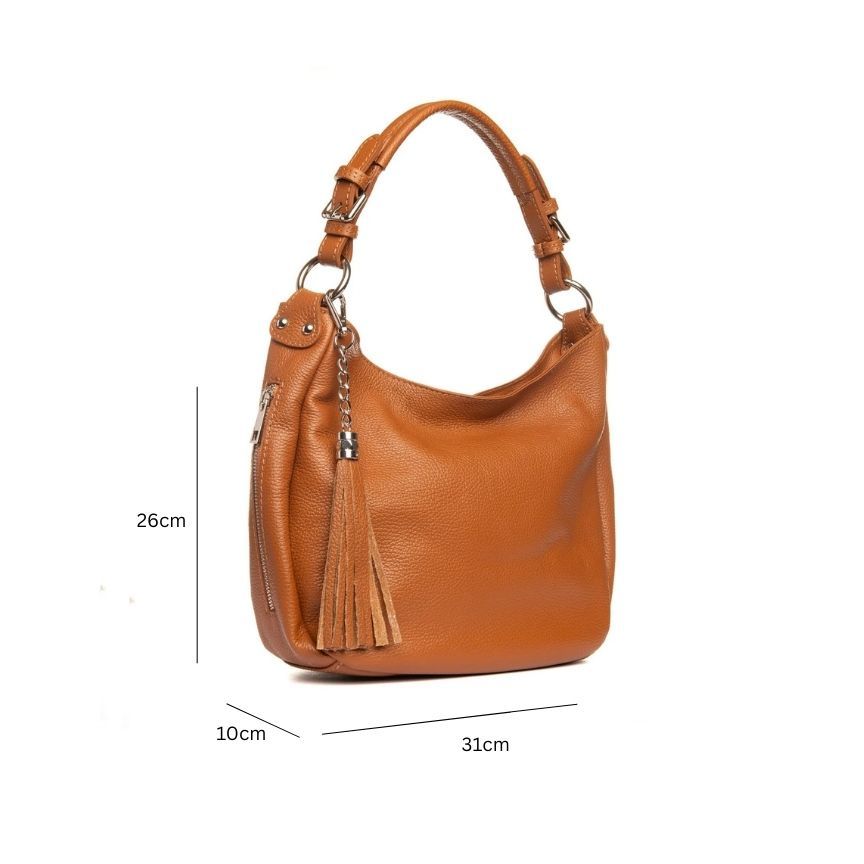 Mittelgroße Leder Shopper-Tasche mit praktischen Seitentaschen für Damen