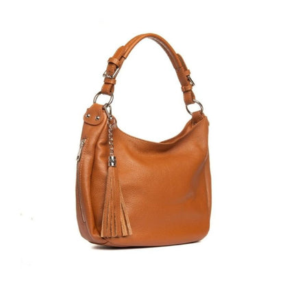 Mittelgroße Leder Shopper-Tasche mit praktischen Seitentaschen für Damen