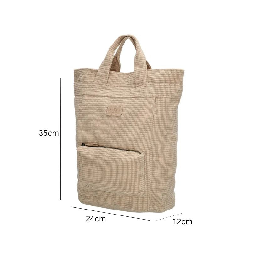 Mittelgroßer Damen Rucksack aus Cord mit Front- und Rückseitentasche