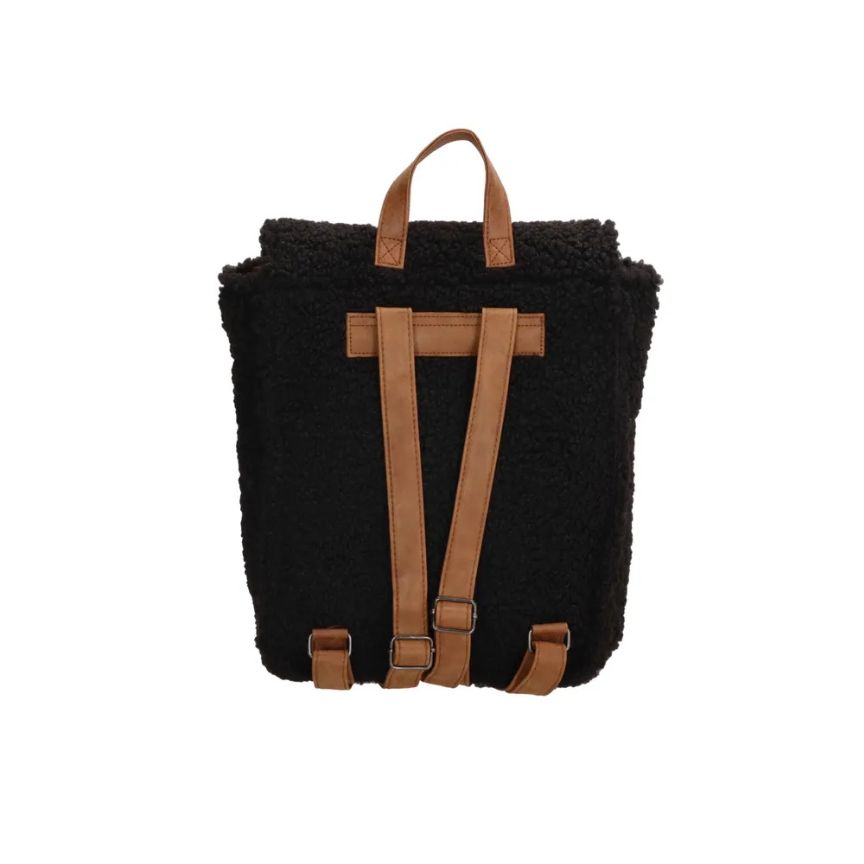 Mittelgroßer kunst-Fell Damen Rucksack mit Lederbesatz für den Alltag