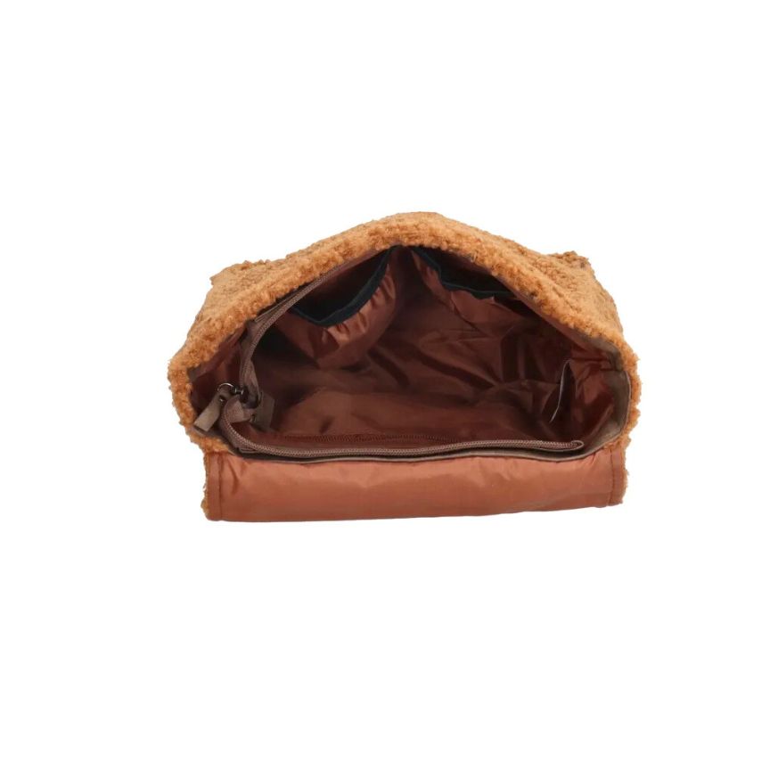 Mittelgroßer kunst-Fell Damen Rucksack mit Lederbesatz für den Alltag