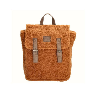 Mittelgroßer kunst-Fell Damen Rucksack mit Lederbesatz für den Alltag