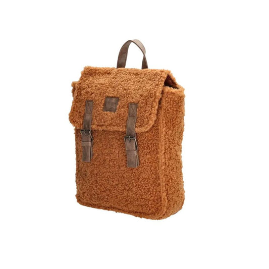 Mittelgroßer kunst-Fell Damen Rucksack mit Lederbesatz für den Alltag