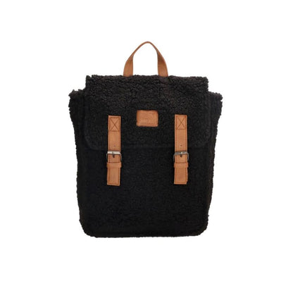 Mittelgroßer kunst-Fell Damen Rucksack mit Lederbesatz für den Alltag
