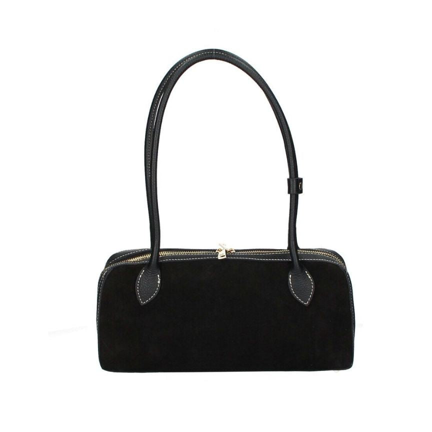 Trendige Damen Lederhandtasche in Barrelform mit langen Henkeln - elegant & modern