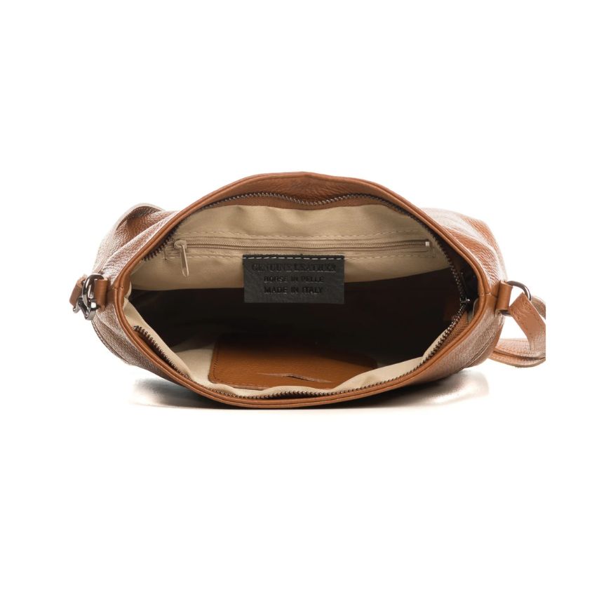 Moderne Damen Schultertasche aus echtem Leder mit Fronttasche - Alltagstauglich