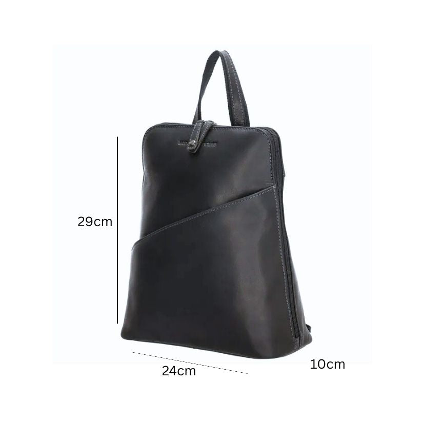 Moderner Lederrucksack mit Fronttasche - schlicht, elegant & praktisch
