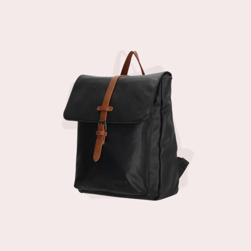 Vielseitiger Schwarzer Rucksack mit Leder-Details für Arbeit und Alltag 