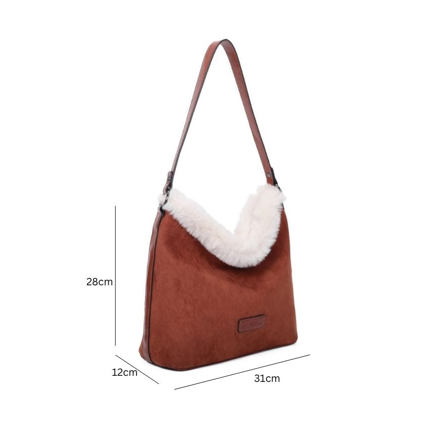 Praktische Damen Tote Bag mit Fellbesatz - elegant, geräumig & robust