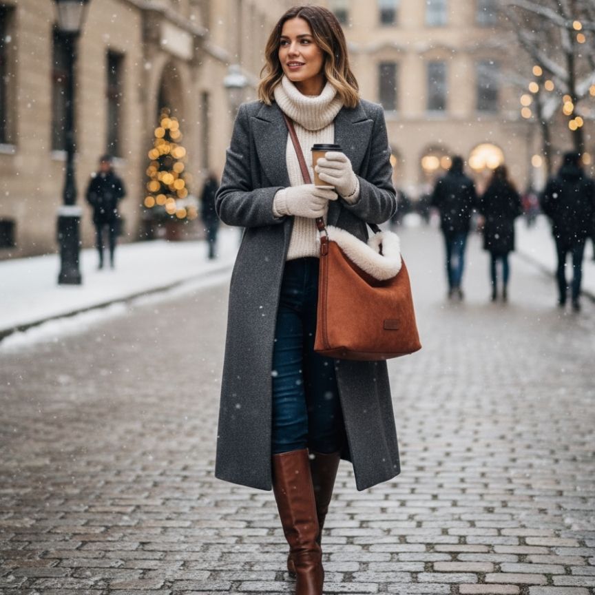 Praktische Damen Tote Bag mit Fellbesatz - elegant, geräumig & robust