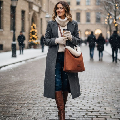 Praktische Damen Tote Bag mit Fellbesatz - elegant, geräumig & robust