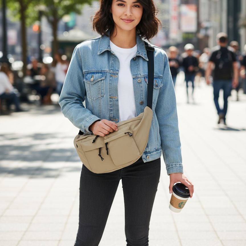 Praktische Einfarbige Moon Bag - extragroße Crossbody-Tasche - leicht, geräumig, robust