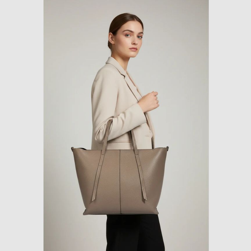 Schlichte Leder Shopper Tasche für Alltag & Business - Bestseller Einkaufstasche