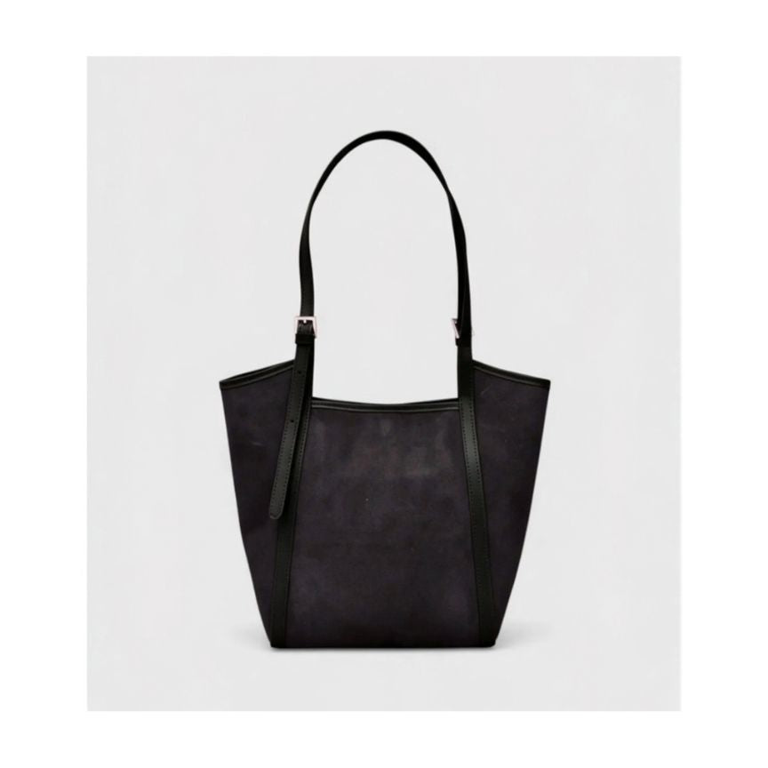 Elegante Lederhandtasche "Hannah" - Schwarze Wildleder Bucket-Bag