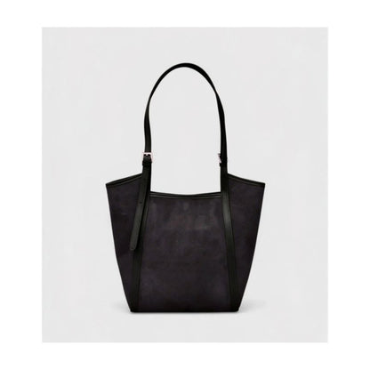 Elegante Lederhandtasche "Hannah" - Schwarze Wildleder Bucket-Bag