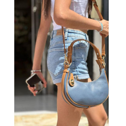 Schultertasche aus echtem Leder - klein, trendy aus Italien
